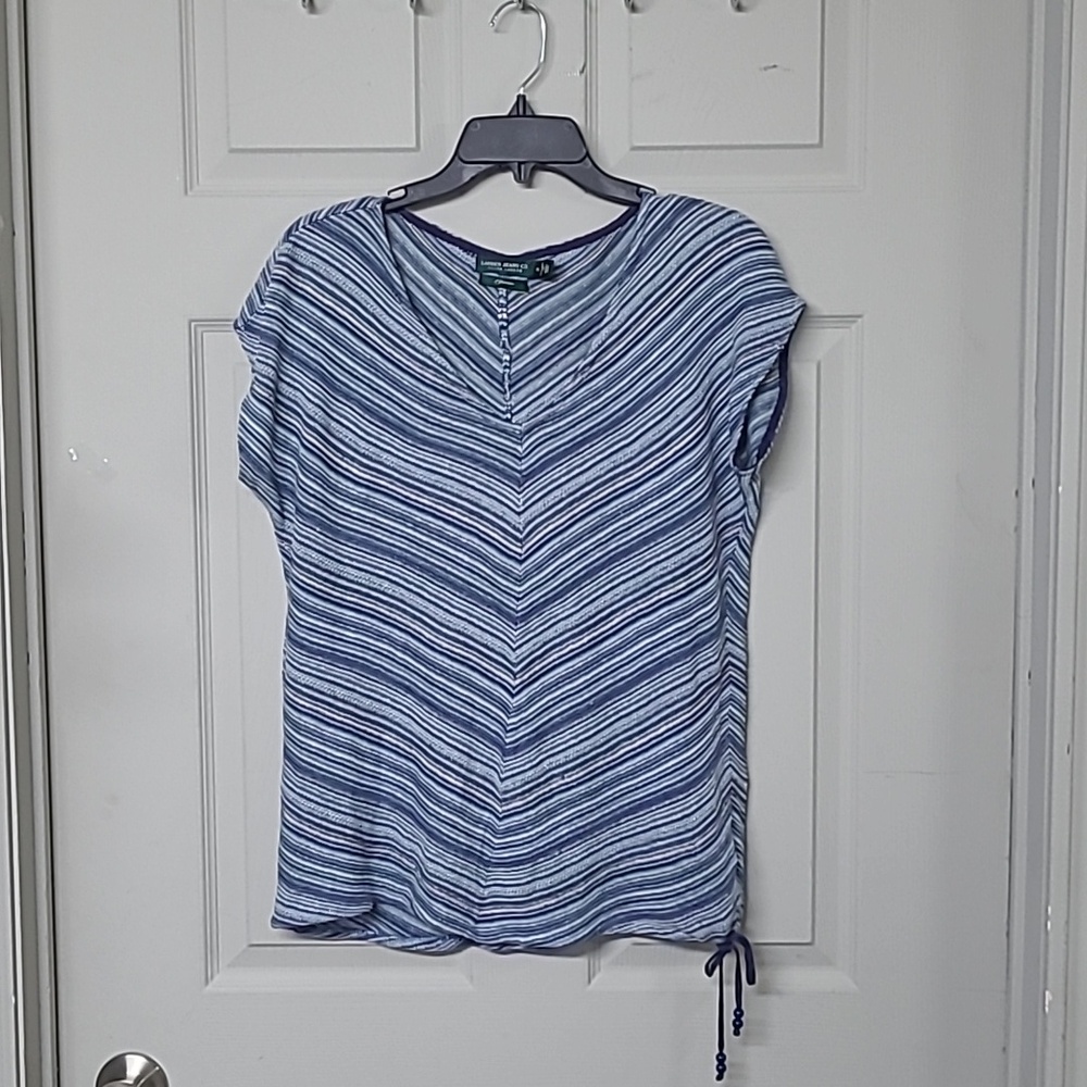 Lauren Jeans Co. Ralph Lauren Premium Knit Top Chevron Pattern Blue Mix Size XL